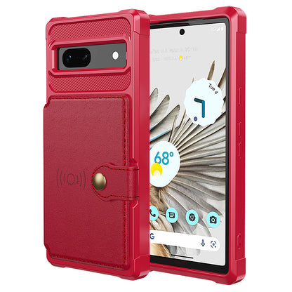 ZM03 For Google Pixel 7a PU Leather Coated TPU Case Card Holder Kickstand Phone Cover