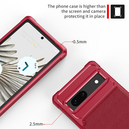 ZM03 For Google Pixel 7a PU Leather Coated TPU Case Card Holder Kickstand Phone Cover