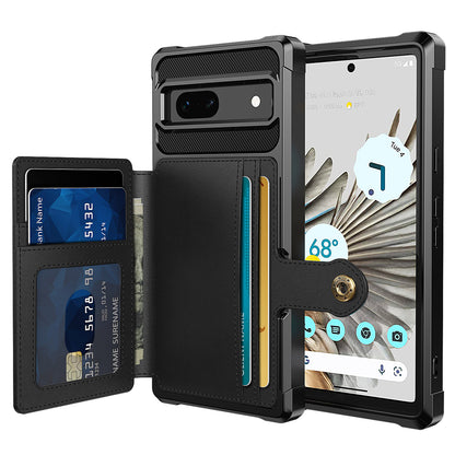 ZM03 For Google Pixel 7a PU Leather Coated TPU Case Card Holder Kickstand Phone Cover