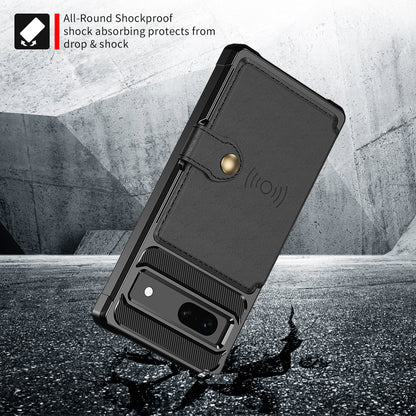 ZM03 For Google Pixel 7a PU Leather Coated TPU Case Card Holder Kickstand Phone Cover