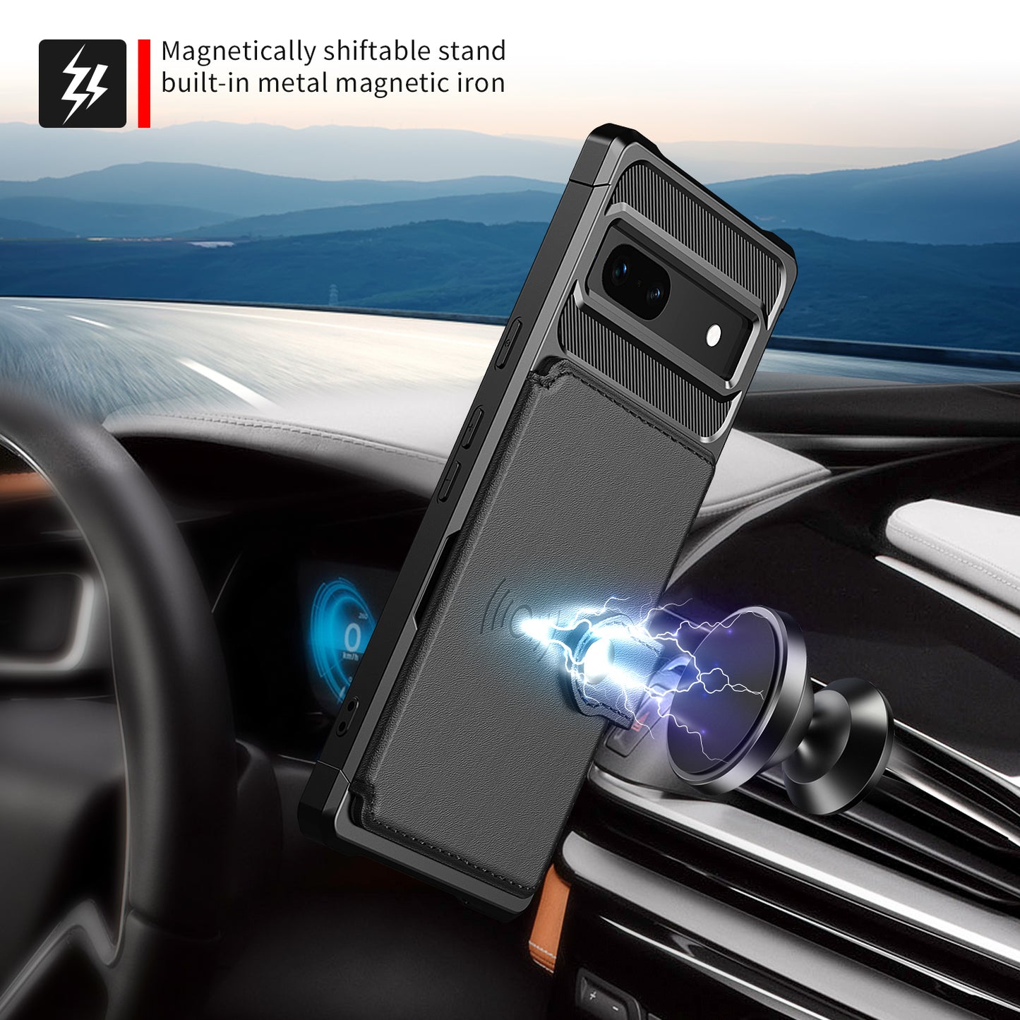 ZM03 For Google Pixel 7a PU Leather Coated TPU Case Card Holder Kickstand Phone Cover