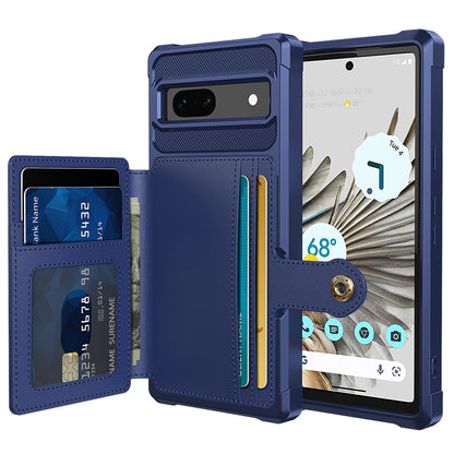 ZM03 For Google Pixel 7a PU Leather Coated TPU Case Card Holder Kickstand Phone Cover