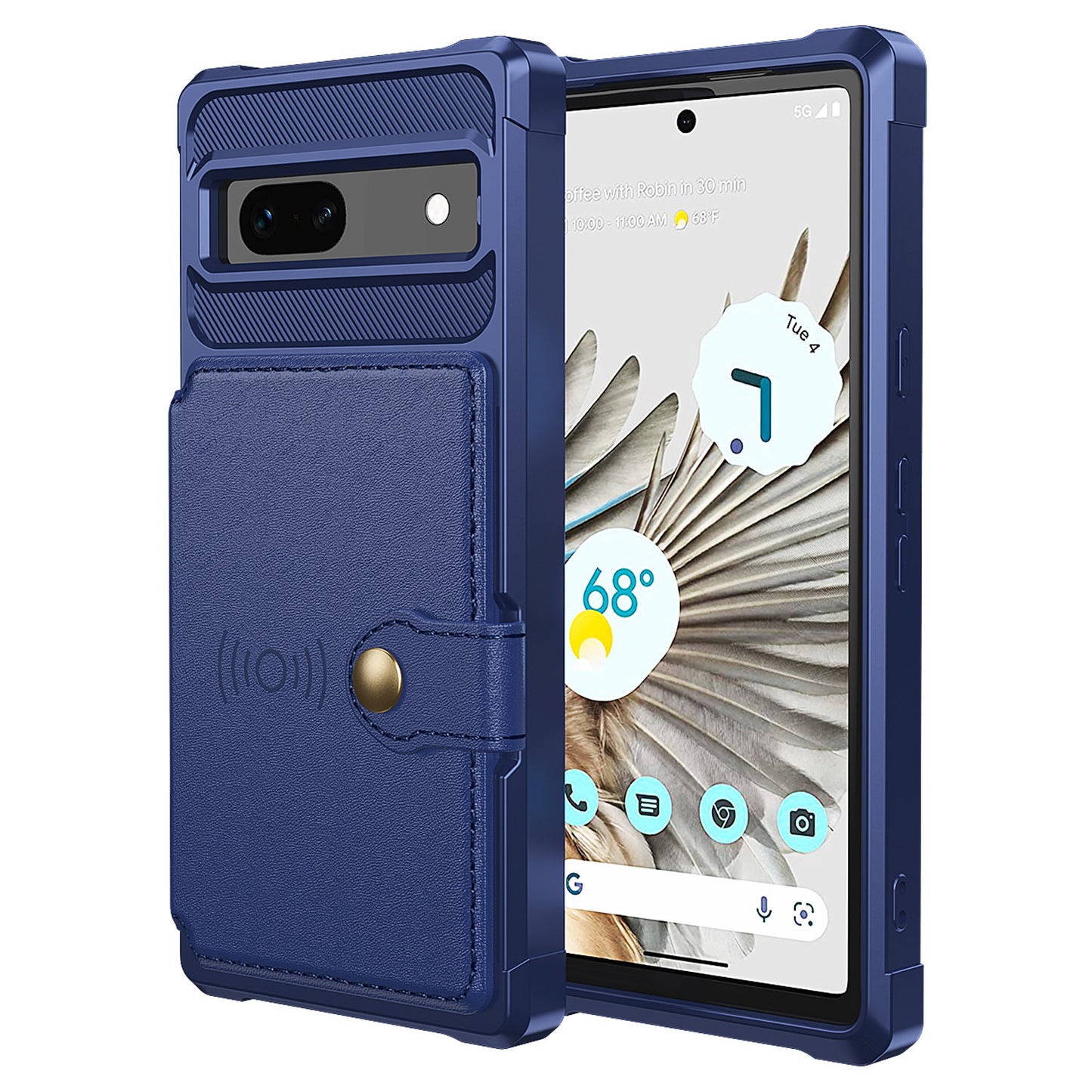 ZM03 For Google Pixel 7a PU Leather Coated TPU Case Card Holder Kickstand Phone Cover
