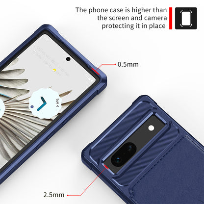 ZM03 For Google Pixel 7a PU Leather Coated TPU Case Card Holder Kickstand Phone Cover