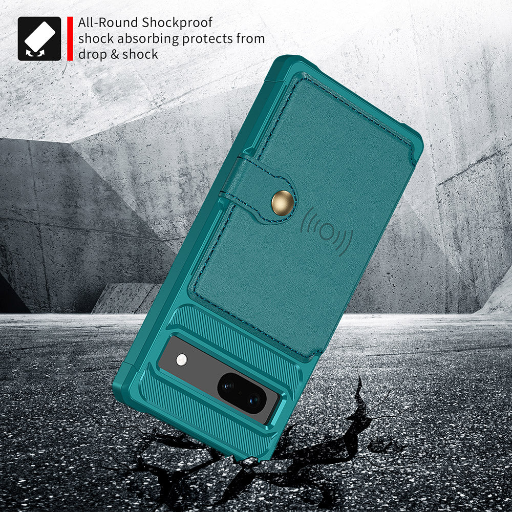 ZM03 For Google Pixel 7a PU Leather Coated TPU Case Card Holder Kickstand Phone Cover