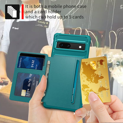 ZM03 For Google Pixel 7a PU Leather Coated TPU Case Card Holder Kickstand Phone Cover