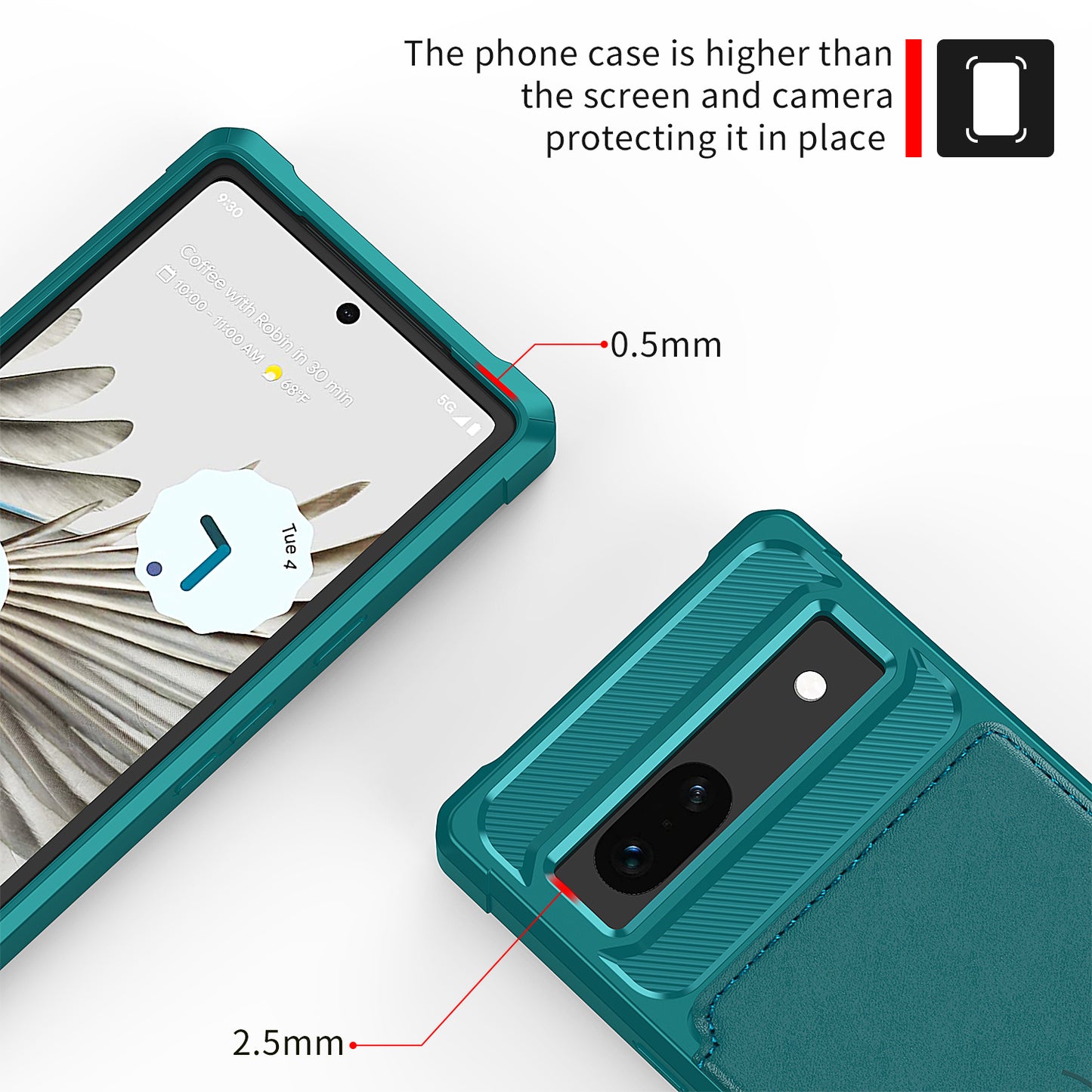 ZM03 For Google Pixel 7a PU Leather Coated TPU Case Card Holder Kickstand Phone Cover