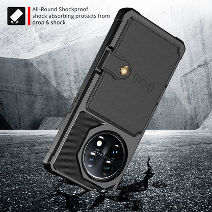 ZM03 For OnePlus 11 5G Shockproof Case PU Leather Coated TPU Phone Cover with Card Holder, Kickstand