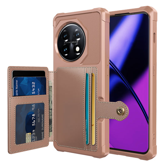 ZM03 For OnePlus 11 5G Shockproof Case PU Leather Coated TPU Phone Cover with Card Holder, Kickstand