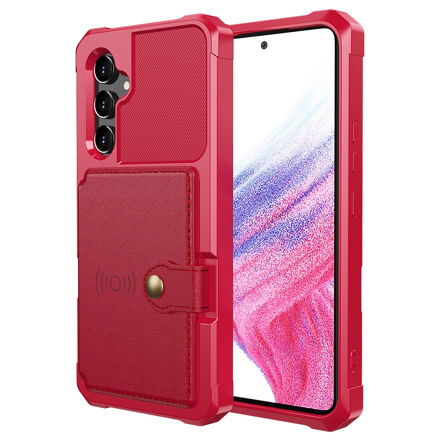 ZM03 For Samsung Galaxy A34 5G Kickstand Case PU Leather Coated TPU Phone Shell with Card Holder