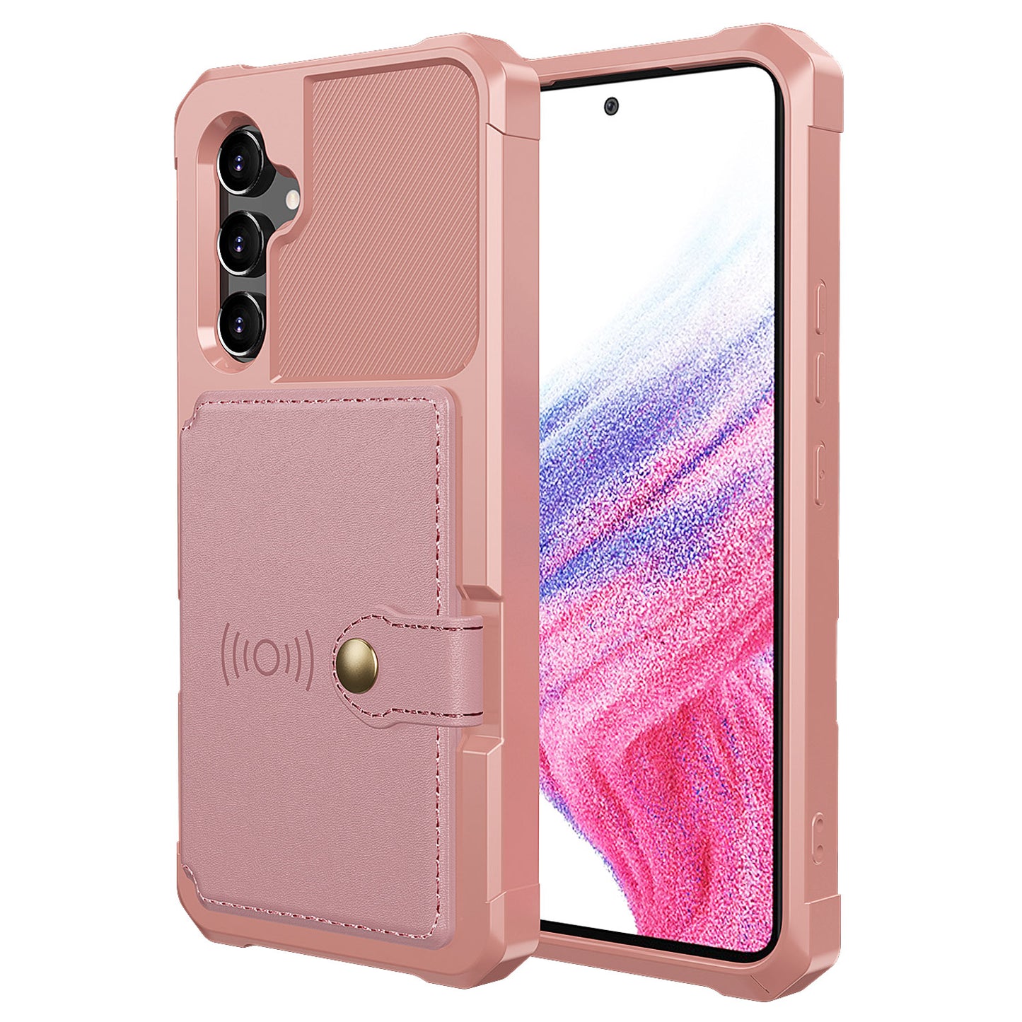 ZM03 For Samsung Galaxy A34 5G Kickstand Case PU Leather Coated TPU Phone Shell with Card Holder