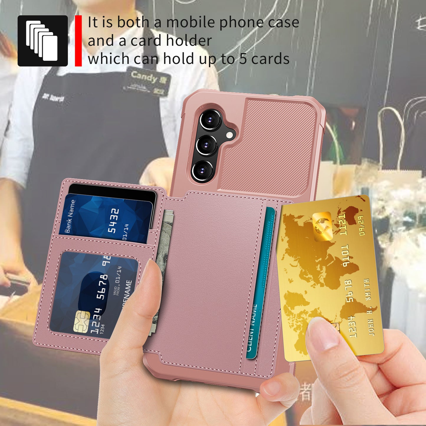 ZM03 For Samsung Galaxy A34 5G Kickstand Case PU Leather Coated TPU Phone Shell with Card Holder