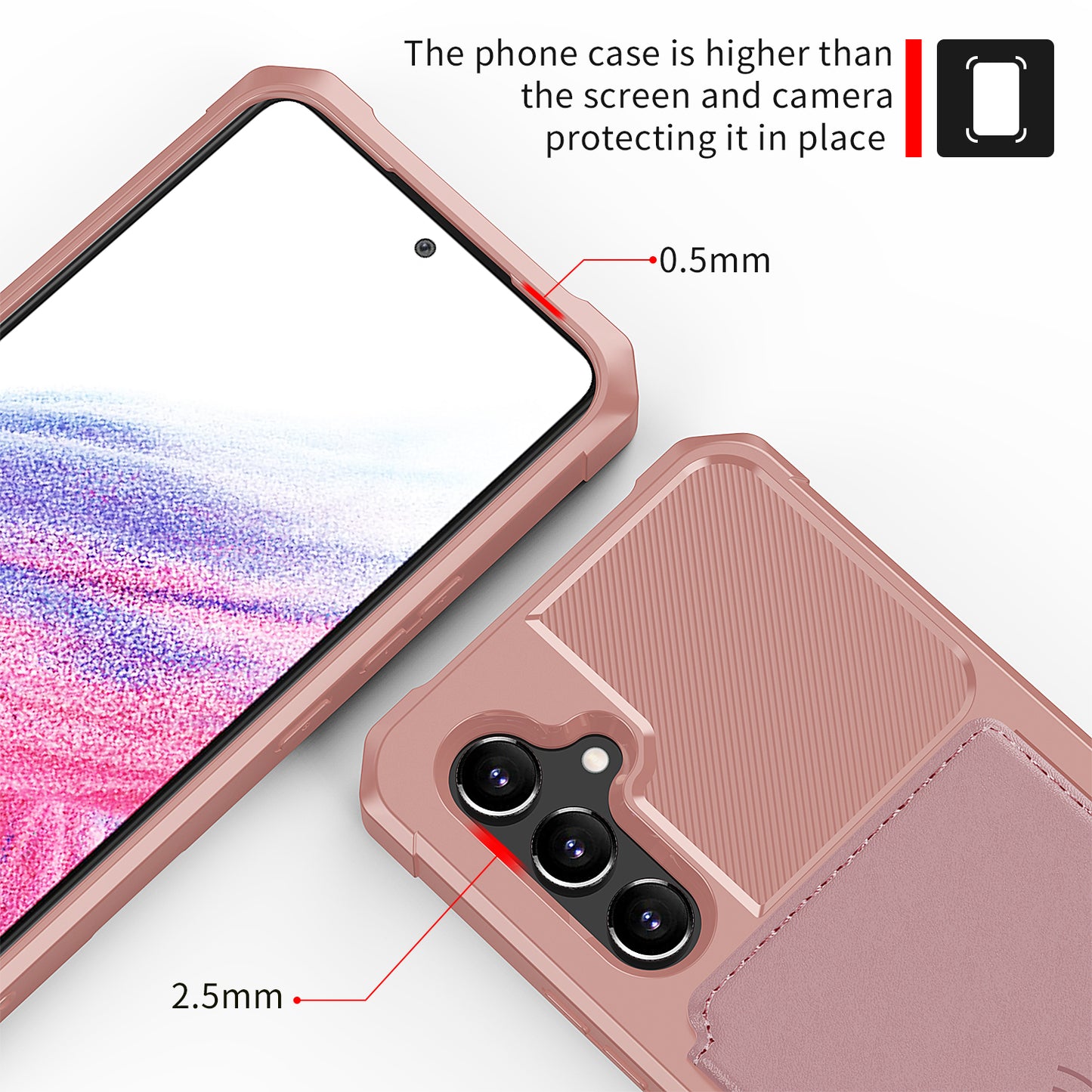 ZM03 For Samsung Galaxy A34 5G Kickstand Case PU Leather Coated TPU Phone Shell with Card Holder