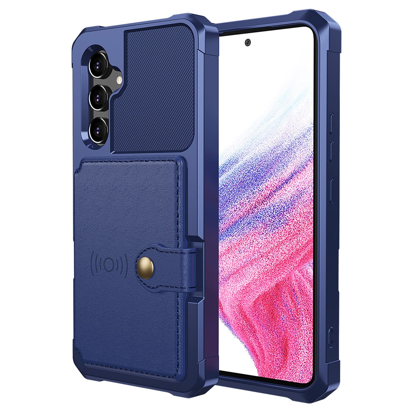 ZM03 For Samsung Galaxy A34 5G Kickstand Case PU Leather Coated TPU Phone Shell with Card Holder