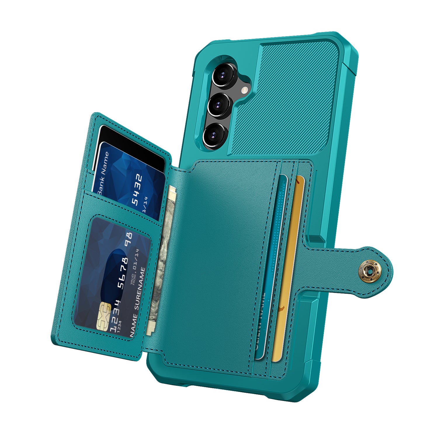 ZM03 For Samsung Galaxy A34 5G Kickstand Case PU Leather Coated TPU Phone Shell with Card Holder
