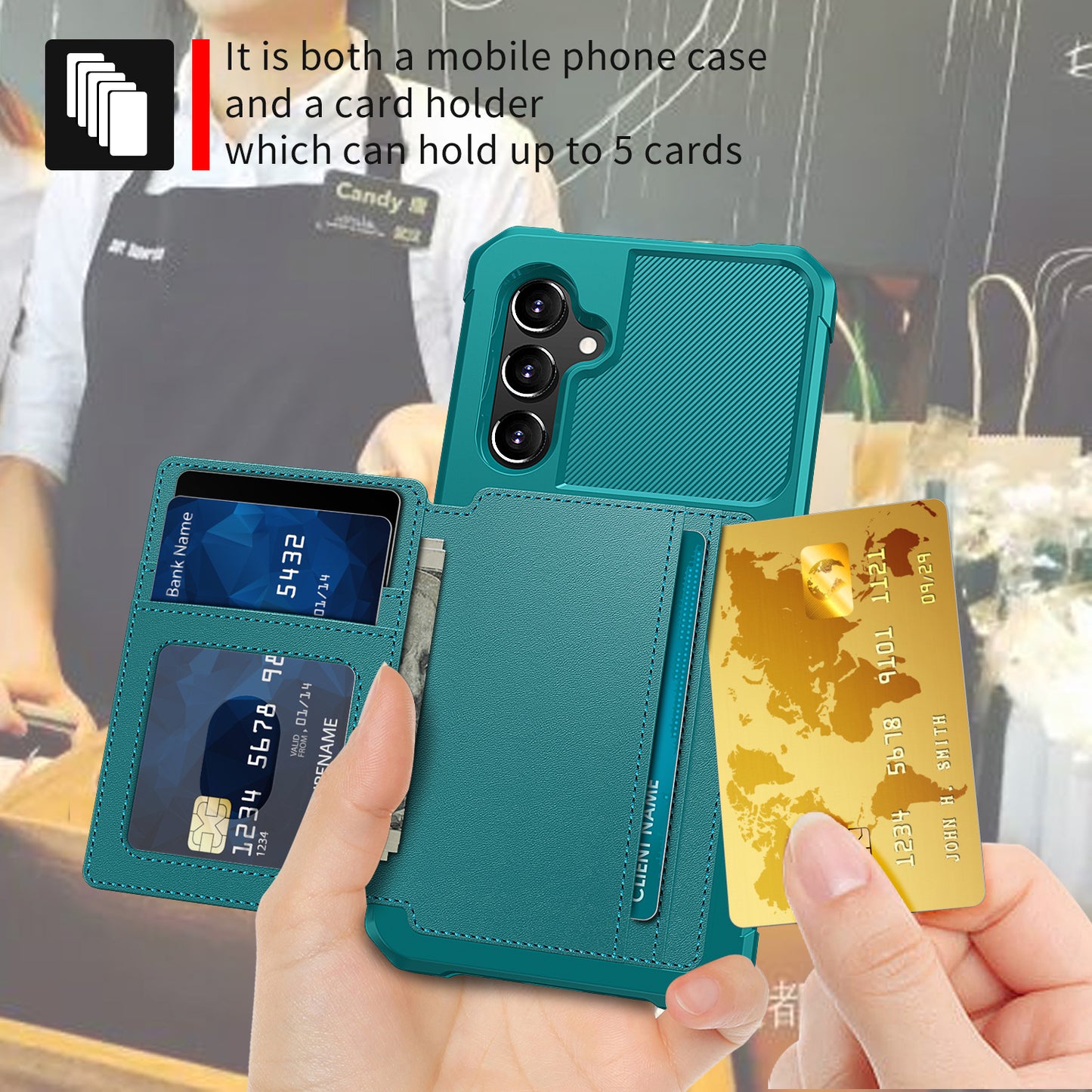 ZM03 For Samsung Galaxy A34 5G Kickstand Case PU Leather Coated TPU Phone Shell with Card Holder