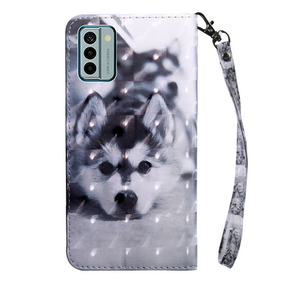 For Nokia G22 3D Pattern Printing PU Leather Case Wallet Stand Cell Phone Cover with Strap