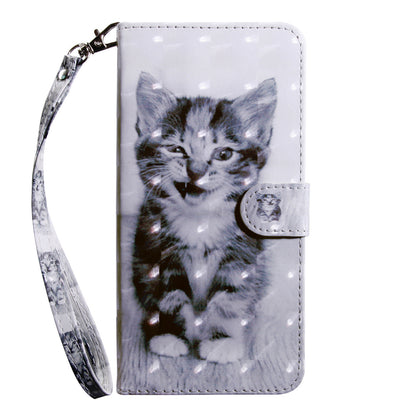 For Nokia G22 3D Pattern Printing PU Leather Case Wallet Stand Cell Phone Cover with Strap