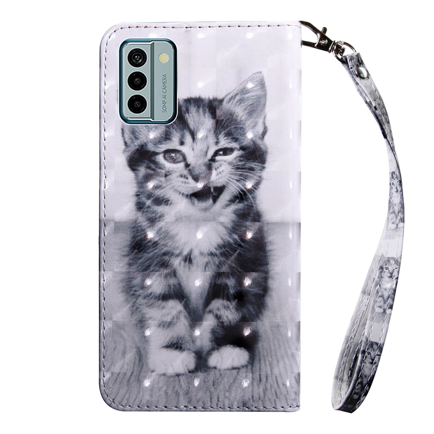 For Nokia G22 3D Pattern Printing PU Leather Case Wallet Stand Cell Phone Cover with Strap