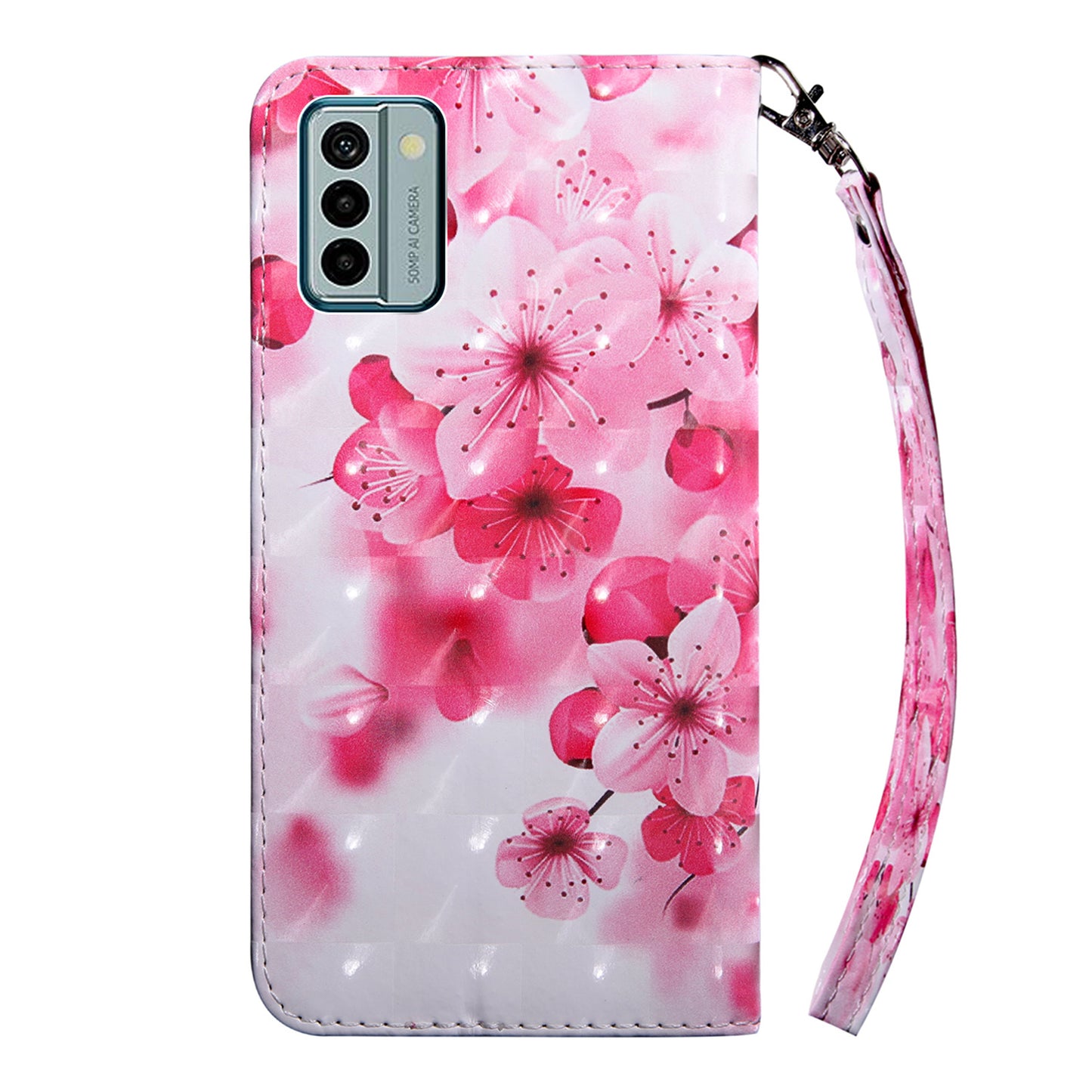 For Nokia G22 3D Pattern Printing PU Leather Case Wallet Stand Cell Phone Cover with Strap