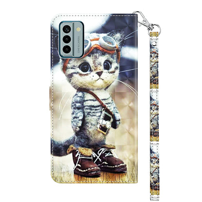 For Nokia G22 3D Pattern Printing PU Leather Case Wallet Stand Cell Phone Cover with Strap