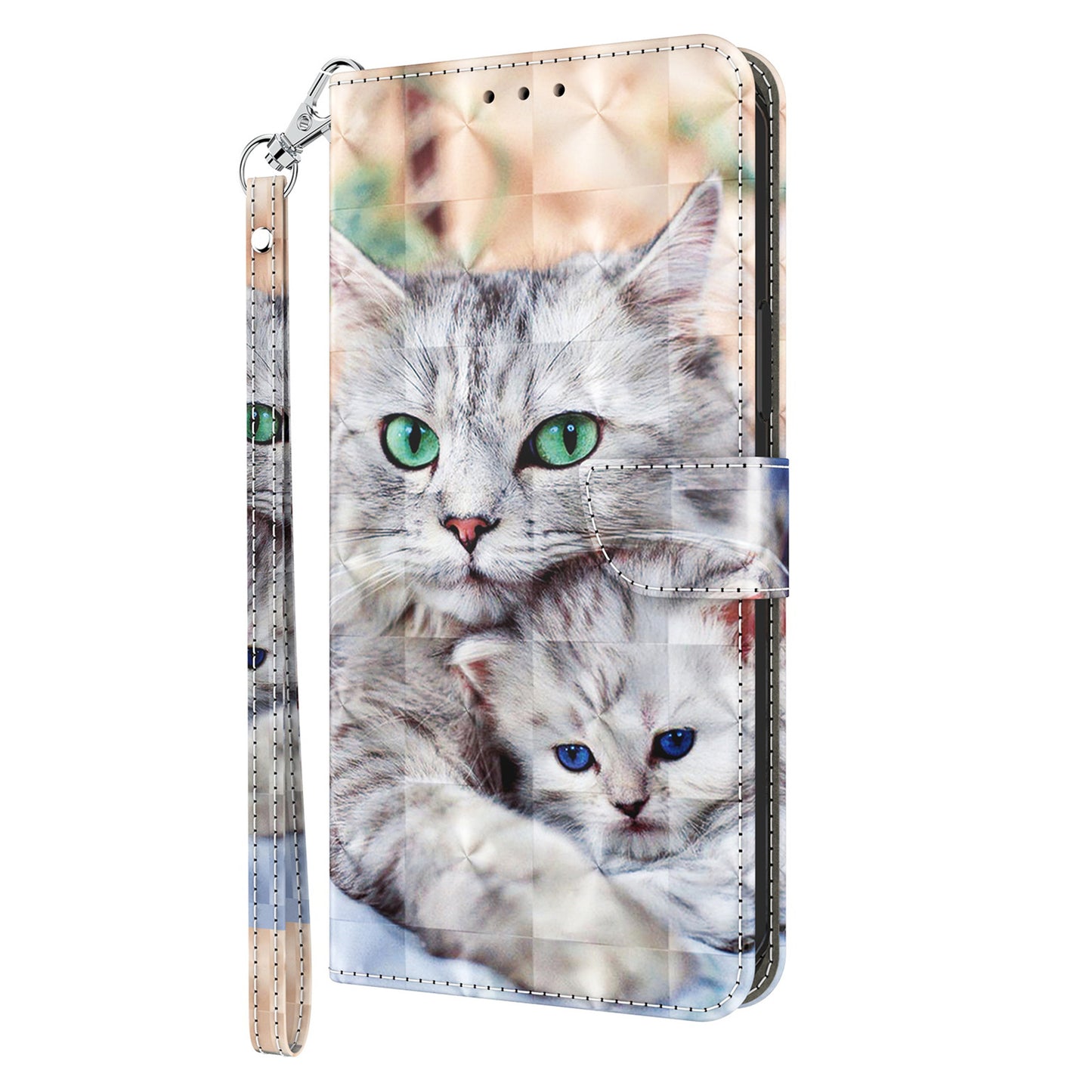 For Nokia G22 3D Pattern Printing PU Leather Case Wallet Stand Cell Phone Cover with Strap