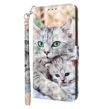 For Nokia G22 3D Pattern Printing PU Leather Case Wallet Stand Cell Phone Cover with Strap