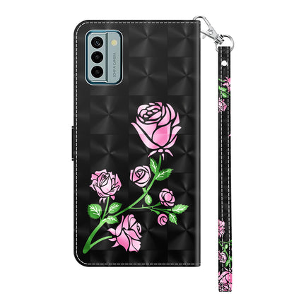 For Nokia G22 3D Pattern Printing PU Leather Case Wallet Stand Cell Phone Cover with Strap