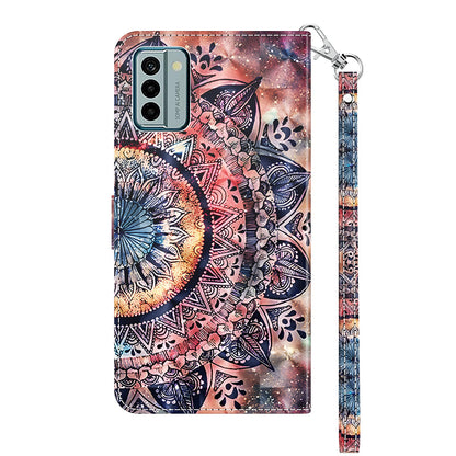 For Nokia G22 3D Pattern Printing PU Leather Case Wallet Stand Cell Phone Cover with Strap