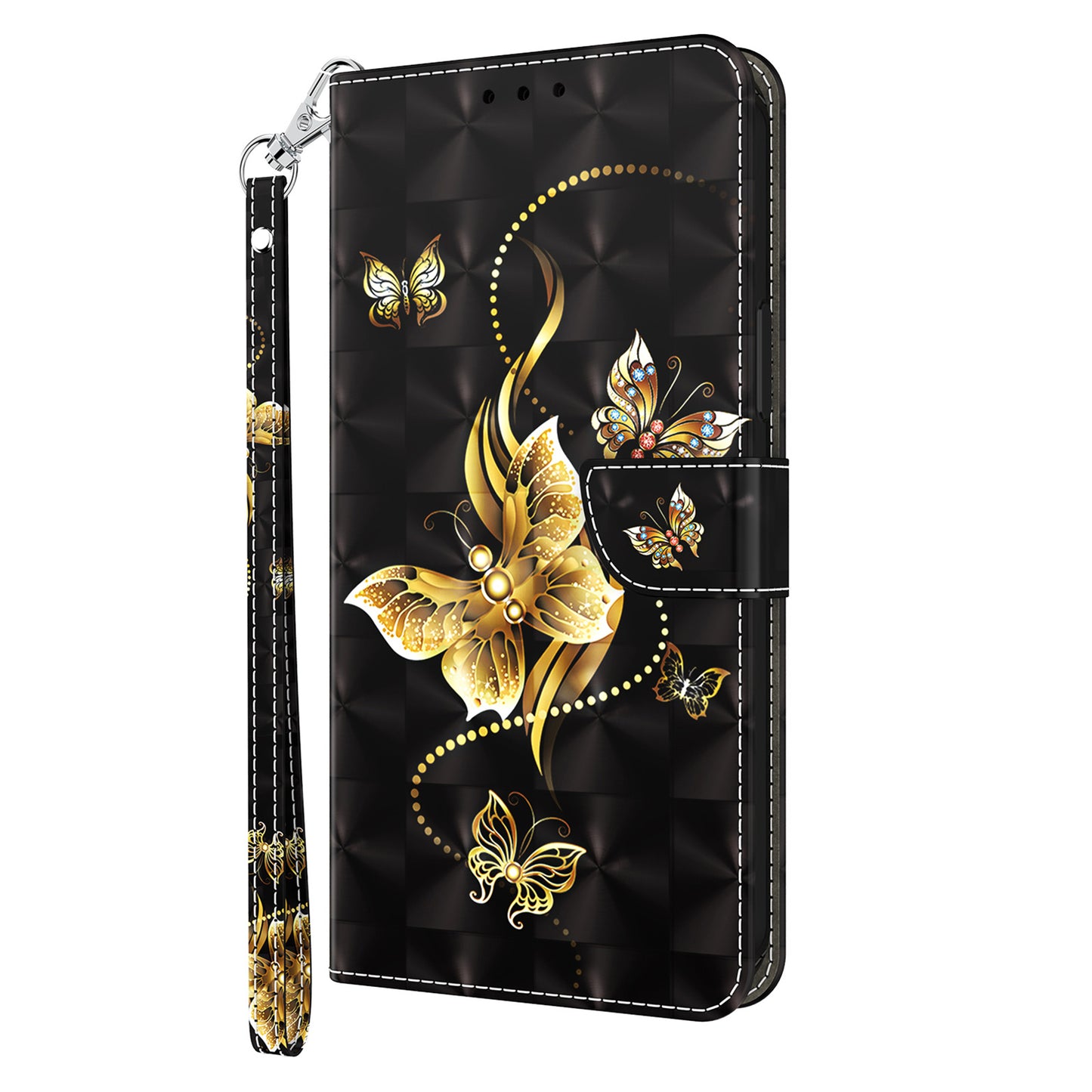 For Nokia G22 3D Pattern Printing PU Leather Case Wallet Stand Cell Phone Cover with Strap