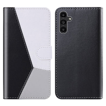 For Samsung Galaxy A34 5G Three-color Splicing Stand Wallet Phone Cover PU Leather Phone Case