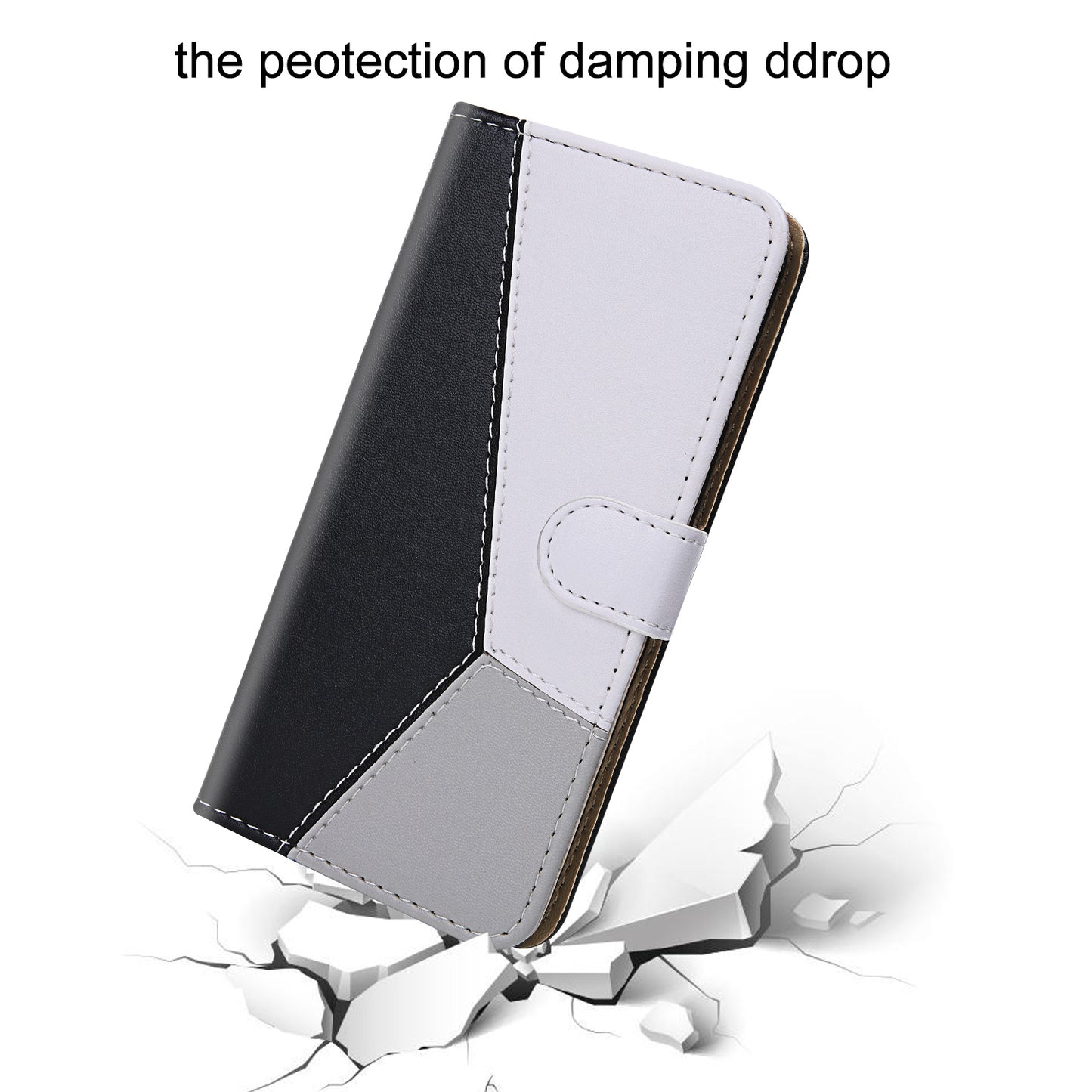 For Samsung Galaxy A34 5G Three-color Splicing Stand Wallet Phone Cover PU Leather Phone Case