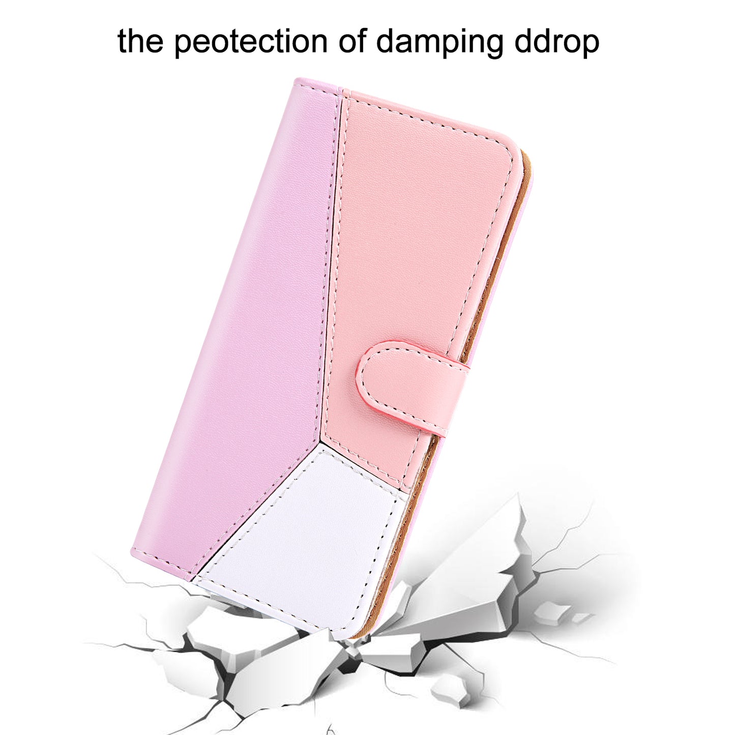 For Samsung Galaxy A34 5G Three-color Splicing Stand Wallet Phone Cover PU Leather Phone Case