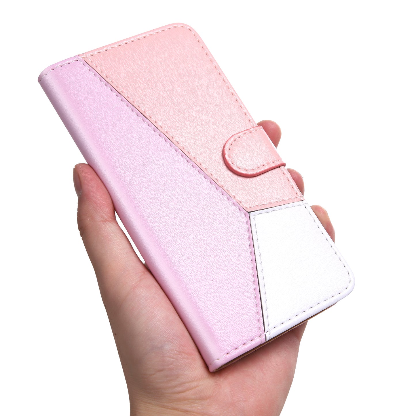 For Samsung Galaxy A34 5G Three-color Splicing Stand Wallet Phone Cover PU Leather Phone Case