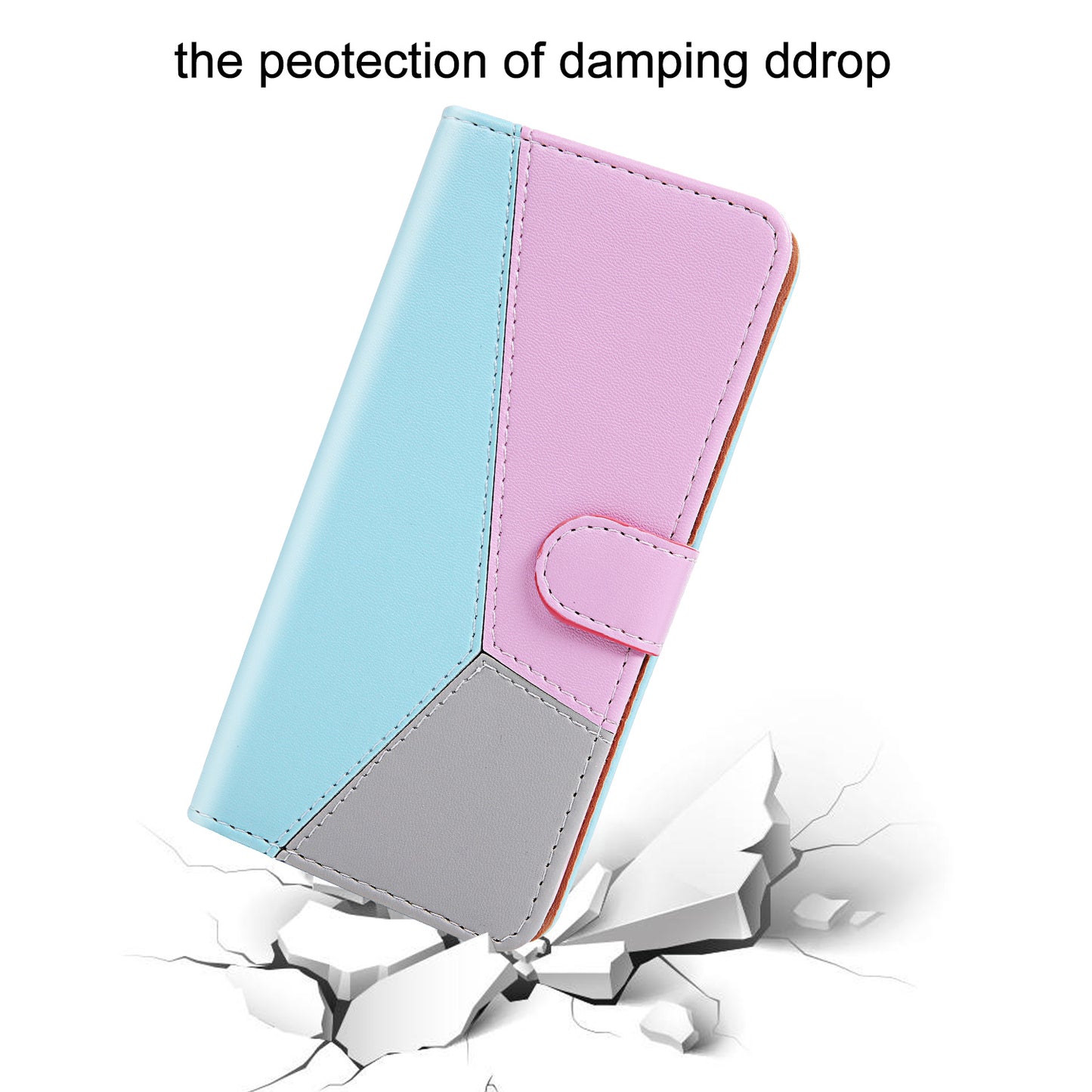 For Samsung Galaxy A34 5G Three-color Splicing Stand Wallet Phone Cover PU Leather Phone Case