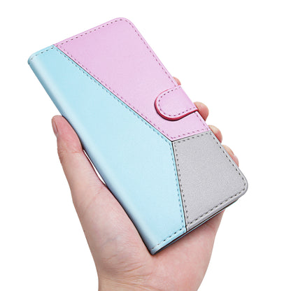 For Samsung Galaxy A34 5G Three-color Splicing Stand Wallet Phone Cover PU Leather Phone Case