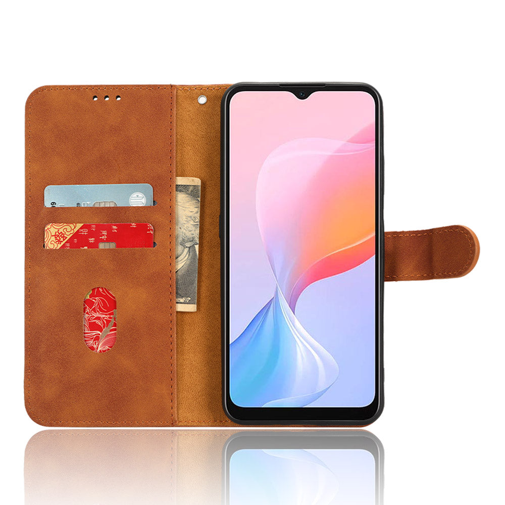 For Blackview A85 Anti-drop PU Leather Wallet Case Skin-touch Protective Phone Cover with Stand