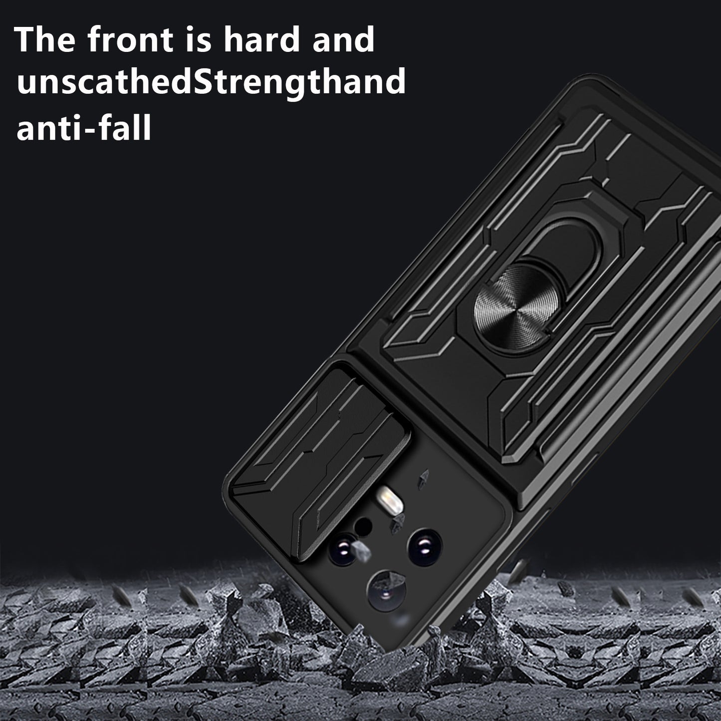 Card Holder Protective Cover for Xiaomi 13 5G Ring Kickstand Phone Case with Slide Camera Protection