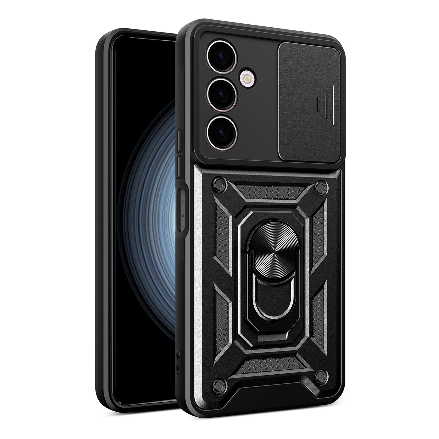 For Samsung Galaxy A24 4G Shockproof Kickstand PC+TPU Phone Case Slide Lens Protection Cover