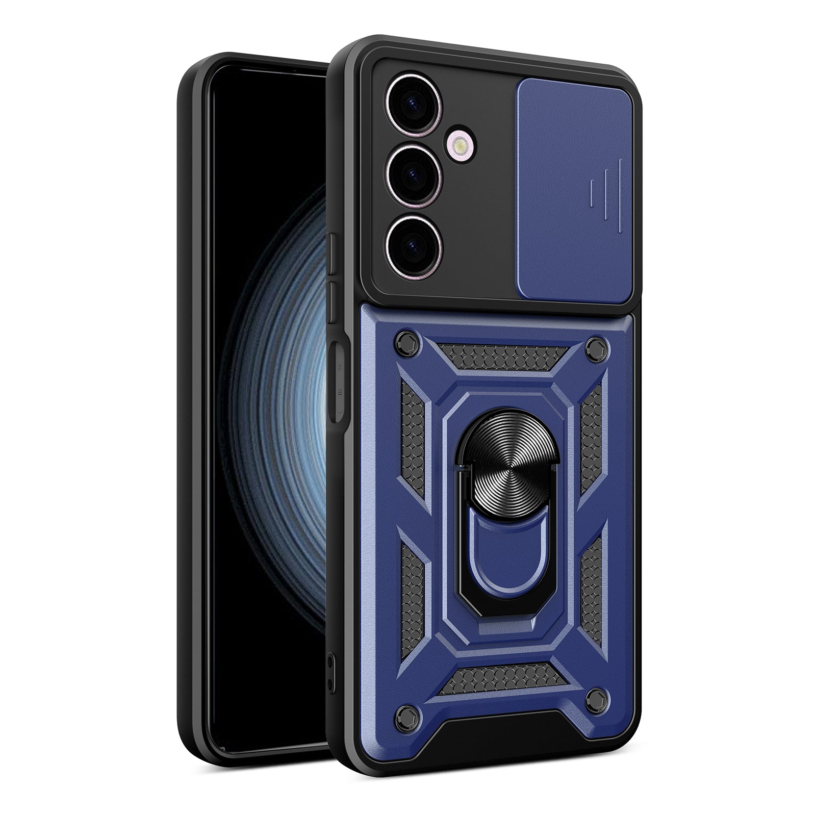 For Samsung Galaxy A24 4G Shockproof Kickstand PC+TPU Phone Case Slide Lens Protection Cover