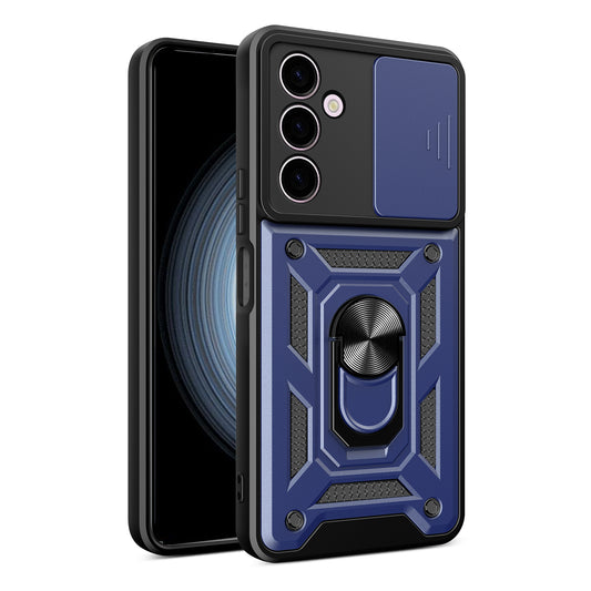 For Samsung Galaxy A24 4G Shockproof Kickstand PC+TPU Phone Case Slide Lens Protection Cover