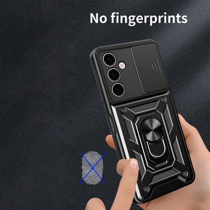 For Samsung Galaxy A24 4G Shockproof Kickstand PC+TPU Phone Case Slide Lens Protection Cover