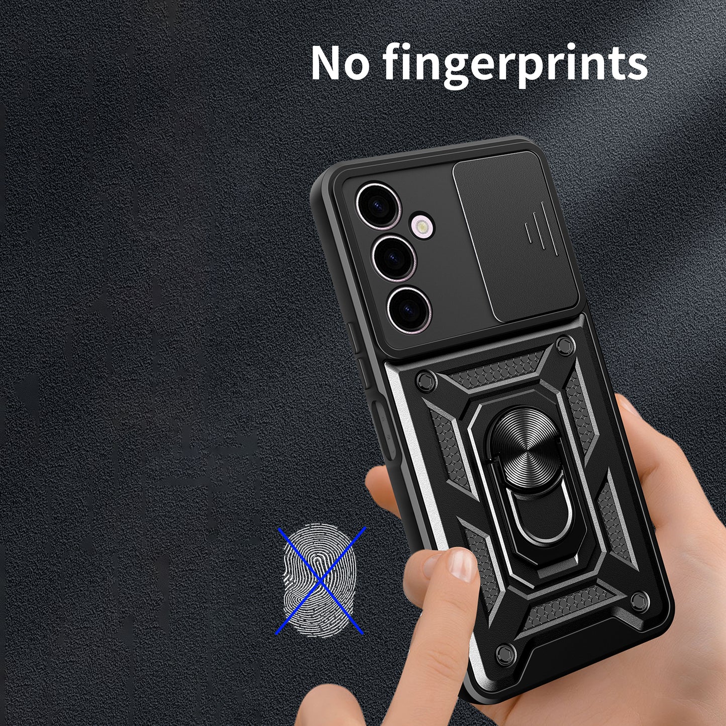 For Samsung Galaxy A24 4G Shockproof Kickstand PC+TPU Phone Case Slide Lens Protection Cover