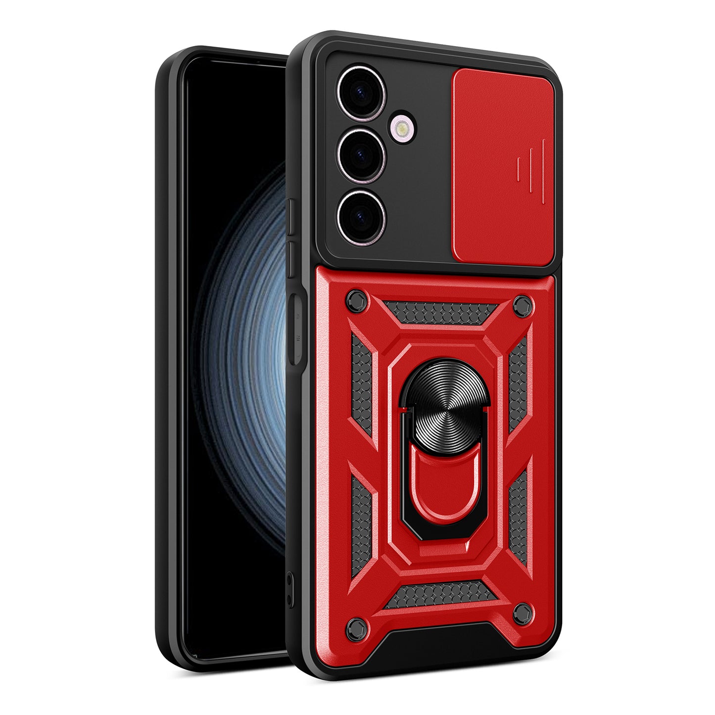 For Samsung Galaxy A24 4G Shockproof Kickstand PC+TPU Phone Case Slide Lens Protection Cover