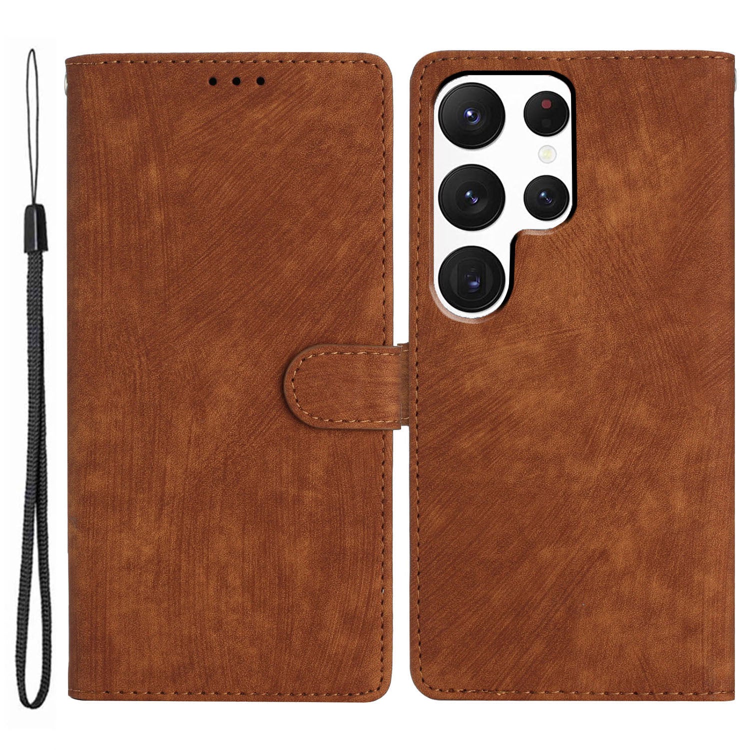 For Samsung Galaxy S22 Ultra 5G Shockproof Case PU Leather Flip Cover Skin-Touch Wallet Phone Shell