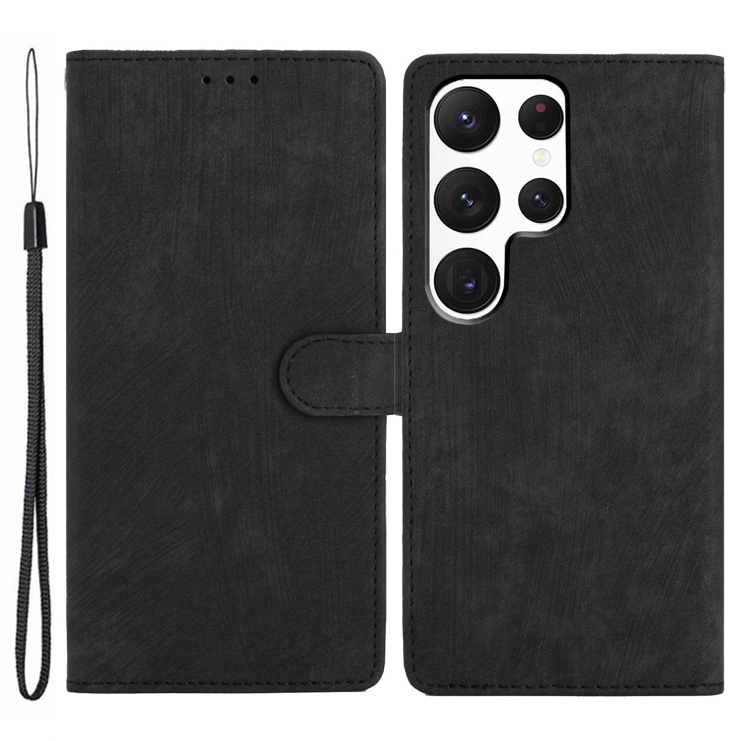 For Samsung Galaxy S22 Ultra 5G Shockproof Case PU Leather Flip Cover Skin-Touch Wallet Phone Shell