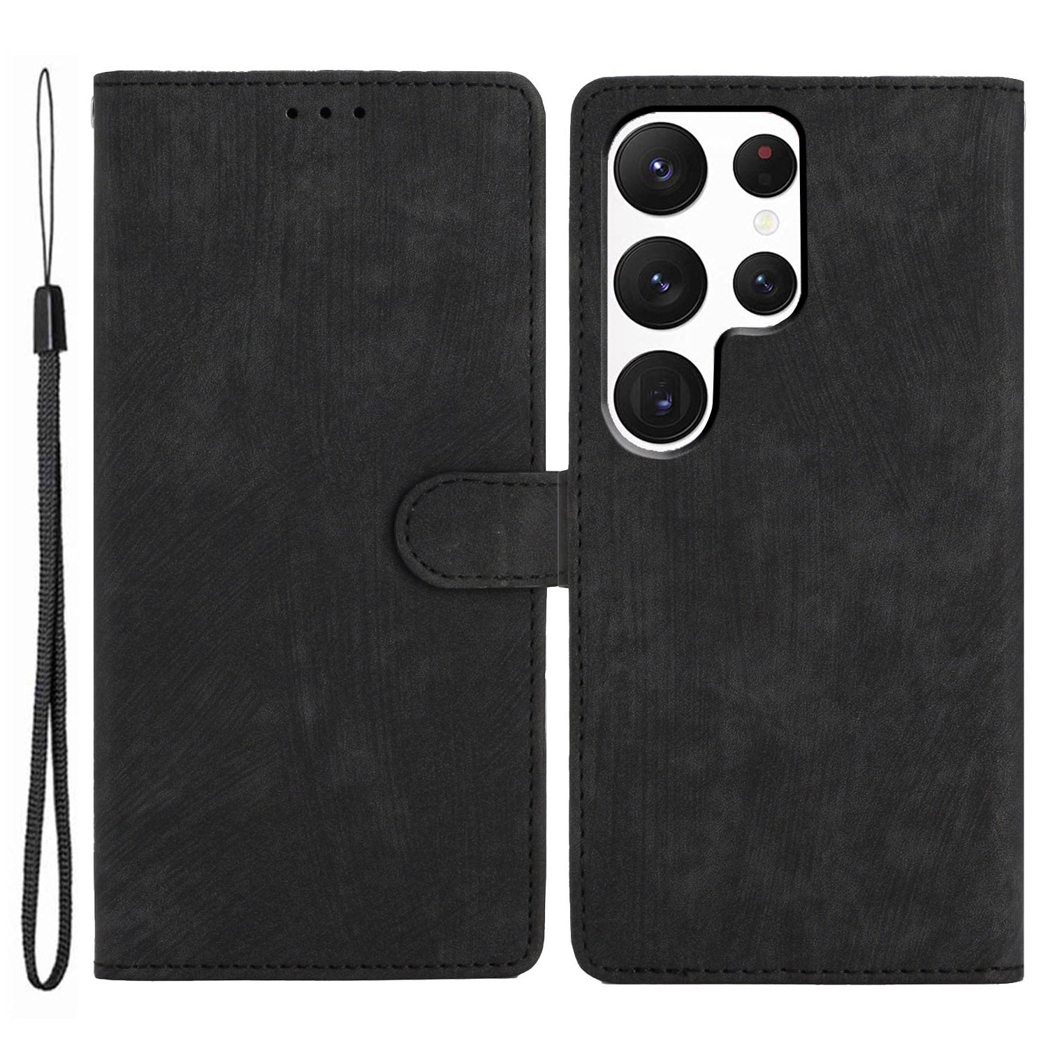 For Samsung Galaxy S22 Ultra 5G Shockproof Case PU Leather Flip Cover Skin-Touch Wallet Phone Shell