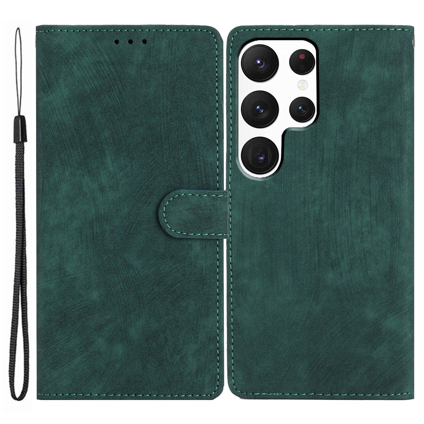 For Samsung Galaxy S22 Ultra 5G Shockproof Case PU Leather Flip Cover Skin-Touch Wallet Phone Shell