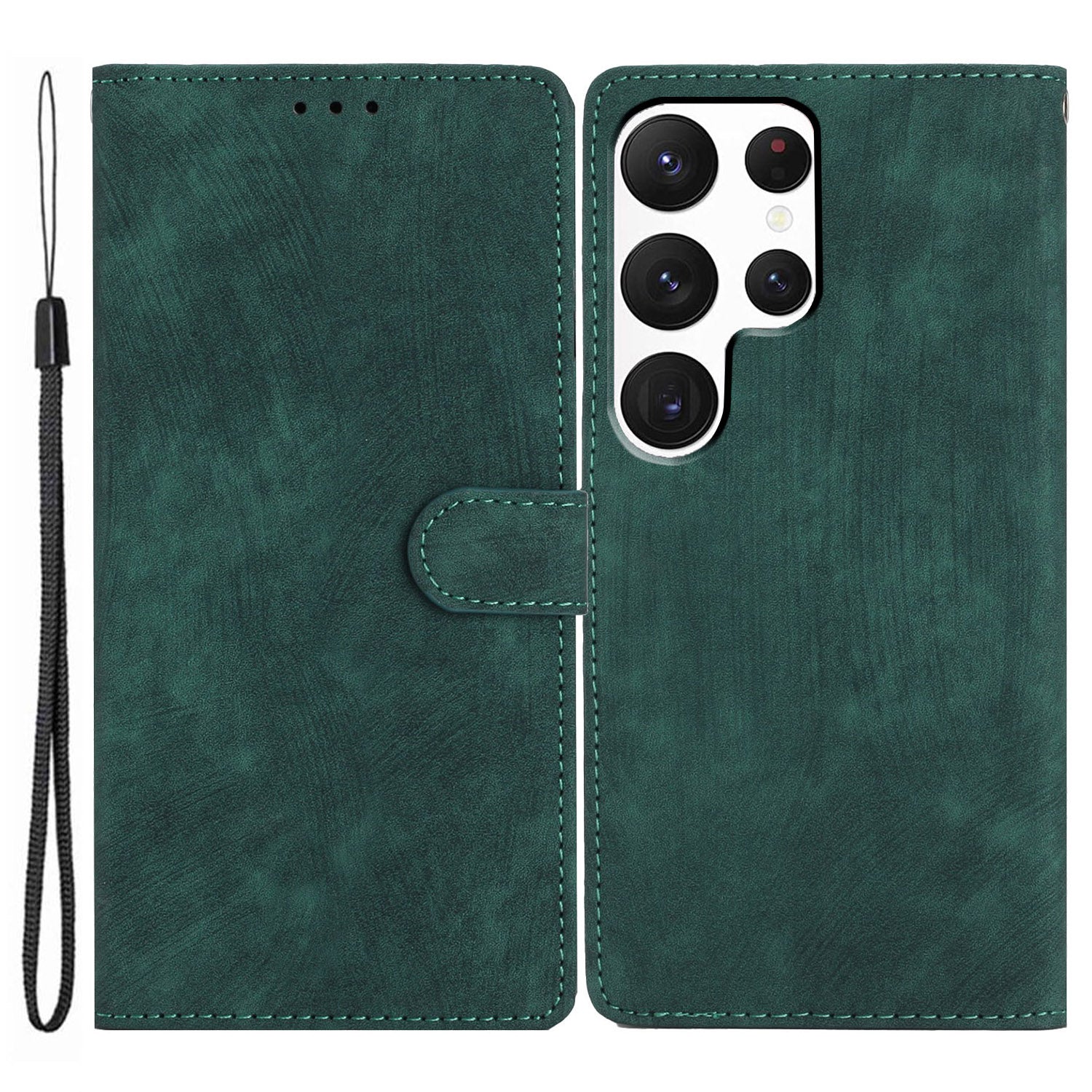 For Samsung Galaxy S22 Ultra 5G Shockproof Case PU Leather Flip Cover Skin-Touch Wallet Phone Shell