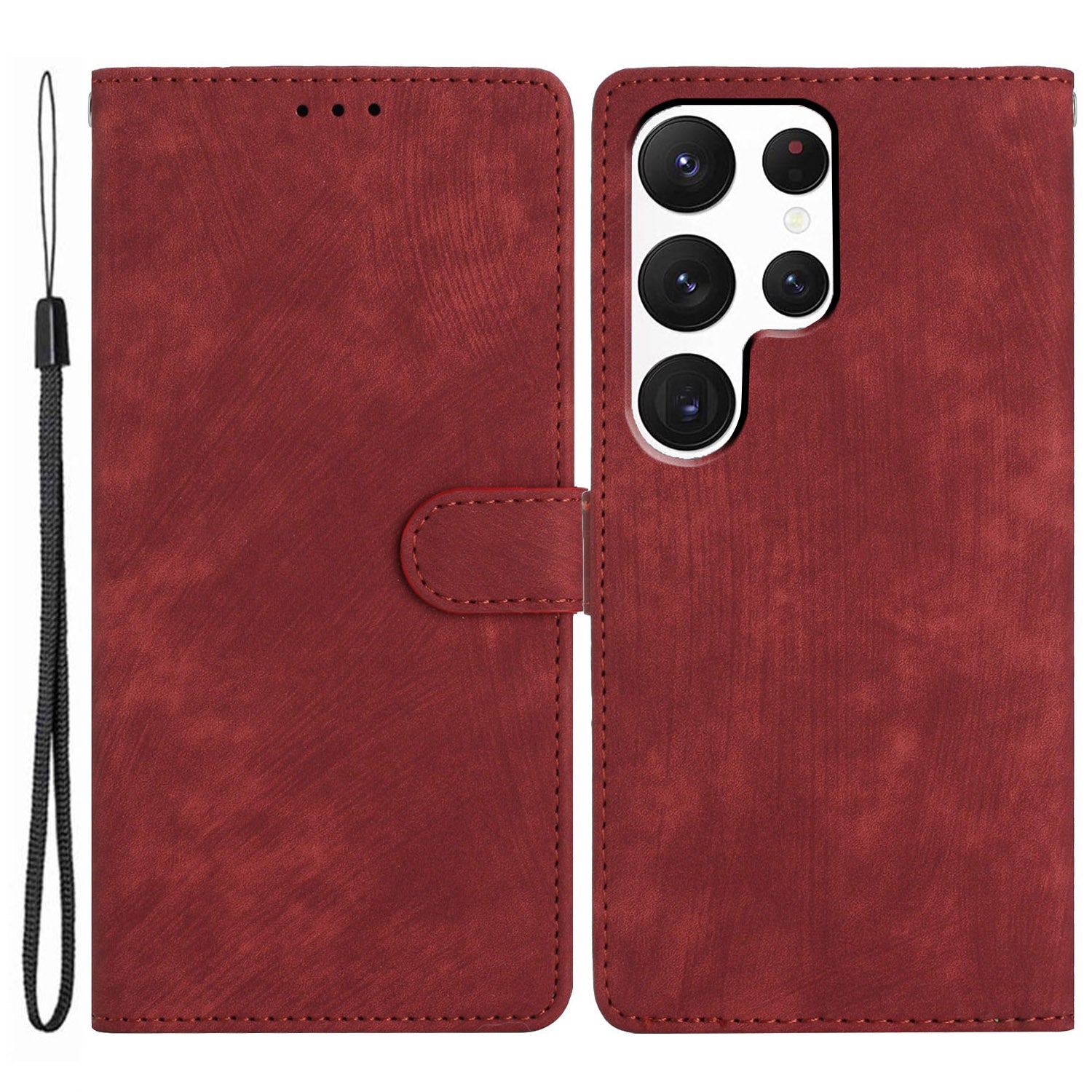 For Samsung Galaxy S22 Ultra 5G Shockproof Case PU Leather Flip Cover Skin-Touch Wallet Phone Shell